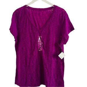 Willow Bay Sheer Purple V-Neck Top